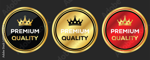Premium Quality Gold Badge Label Emblem Set vector