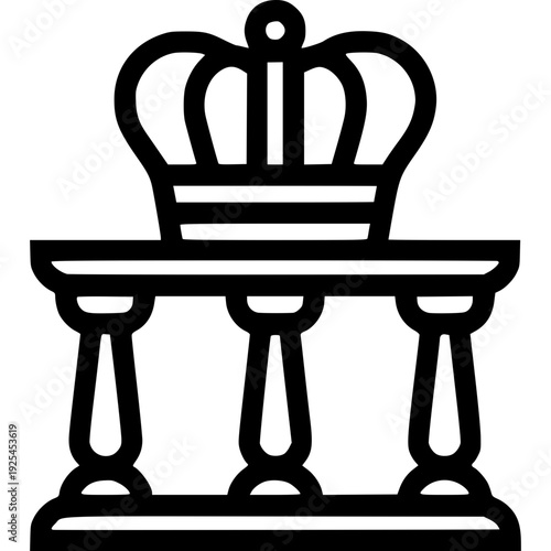 Royal antique wooden throne chair icon isolated on white background
