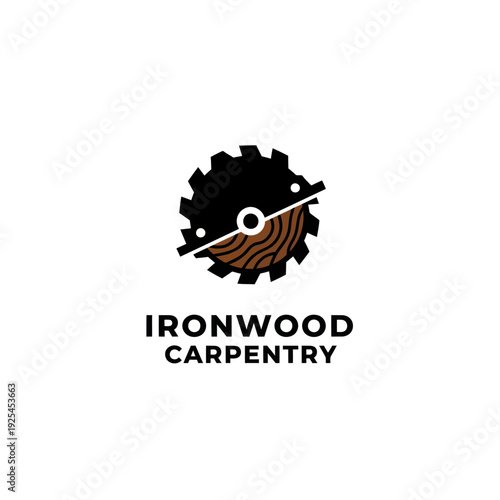 Circular Saw Wood Grain Carpentry Logo