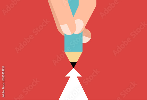 Create path with pencil arrow towards goal illustration