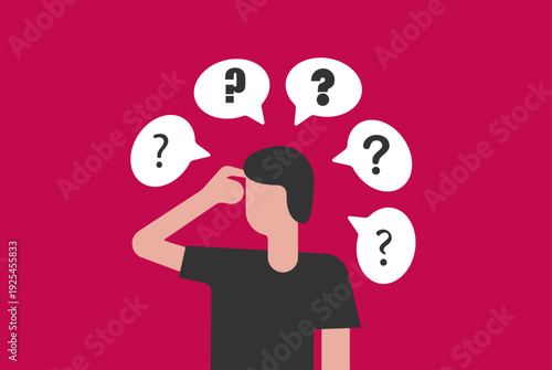 Question symbol head curious mind confused man illustration