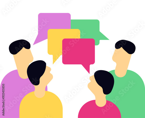 Diverse people exchanging opinion each other illustration