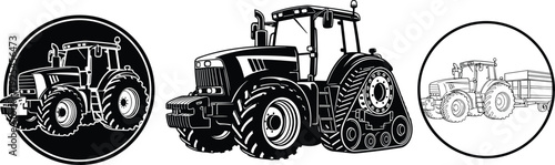 Tractor silhouette vector illustration set, farming clipart bundle, agricultural machinery icons, rural transport graphics, heavy equipment outlines