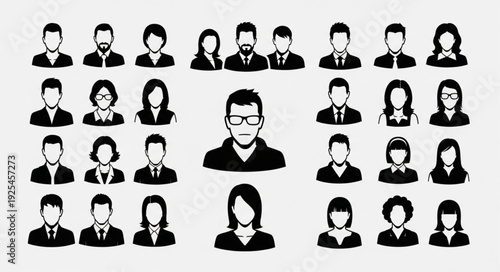 Collection of Diverse People Icons Representing Different Professions and Genders.