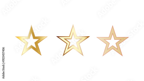 Vector 3d render, isolated gold star on a white background. Golden emblem of victory  Star rating realistic gold star set vector