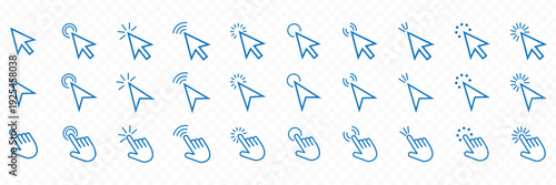 Finger touch screen gesture icon set. Touch and swipe gesture vector icons. Touch screen operation and navigation symbol. Contain icon like double tap, long click, zoom, move. Vector stock image.