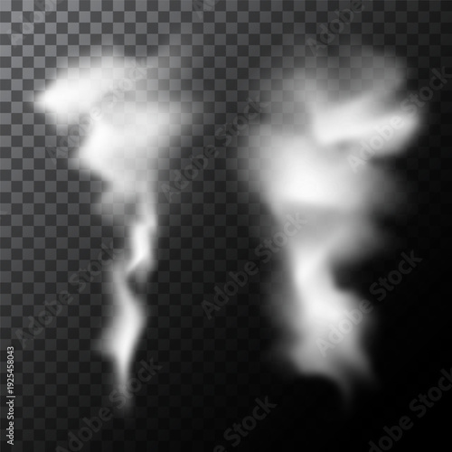 Vector cloud of smoke or fog. Fog or cloud on an isolated transparent background. Smoke, fog, cloud.