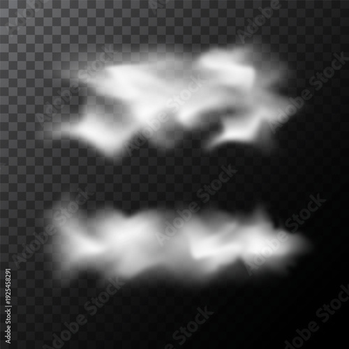Fog or smoke isolated transparent special effect. White vector cloudiness, mist or smog background. Vector illustration