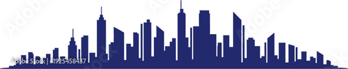 Elegant vector silhouette of a vibrant urban skyline, featuring modern skyscrapers and architectural forms, symbolizing city growth, business, and modern life