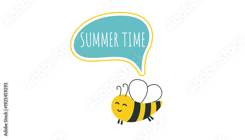 A happy bee with a summer time speech bubble illustration