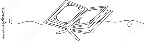 Holy Quran continuous line design. Decorative elements drawn. one line Icon drawing
