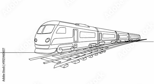 A train travels along a railway track with multiple cars attached.