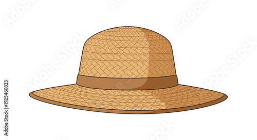Woven straw hat isolated against a clean white background copy space design element