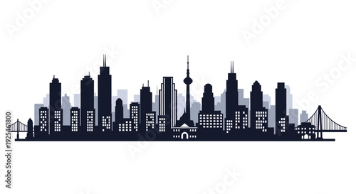 Cityscape silhouette modern urban skyline vector illustration for design
