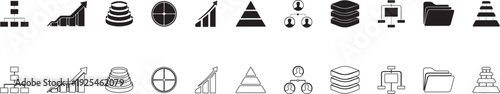 Scalable hierarchies. Vector icon set. Affiliate networks editable signs.