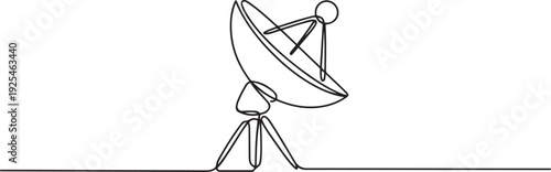 Continuous line design of satellite antenna. Technology device symbol design concept. one line Icon drawing