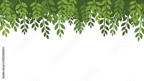 Lush Hanging Green Vines Form a Natural Border Frame.