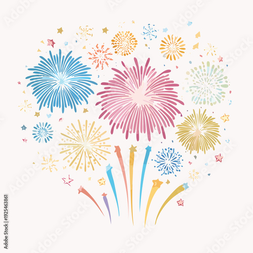 Colorful fireworks celebration illustration