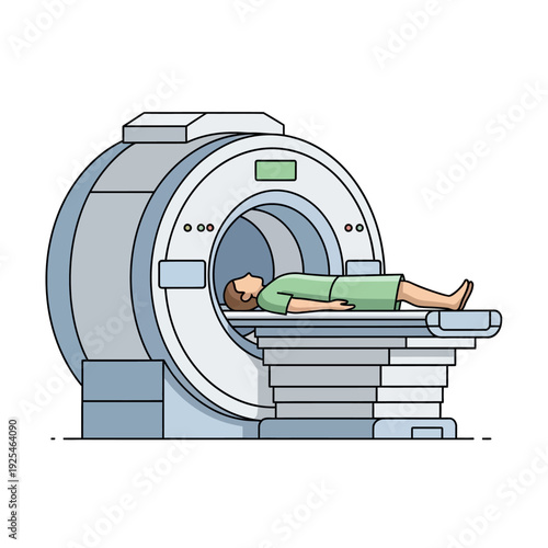 Patient inside MRI scanner for medical imaging procedure, diagnostic equipment