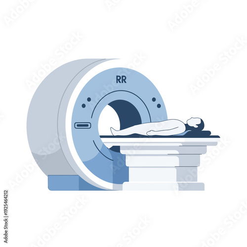 Patient undergoing MRI scan in a modern medical imaging machine