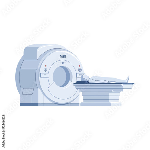 Patient undergoing MRI scan in a modern medical imaging machine