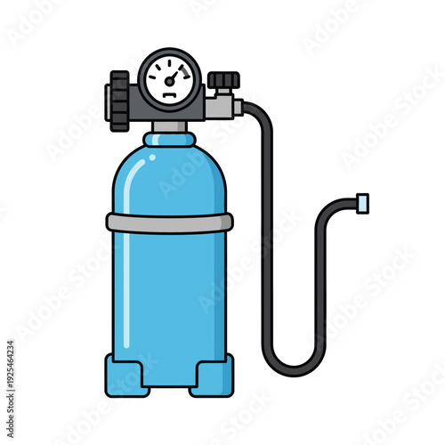 Scuba Diving Air Tank Cylinder with Pressure Gauge and Hose, Blue