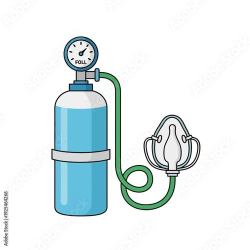 Oxygen Tank and Mask for Medical Respiration and Emergency Care