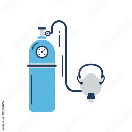 Oxygen Tank and Mask Icon - Medical Equipment for Breathing Support
