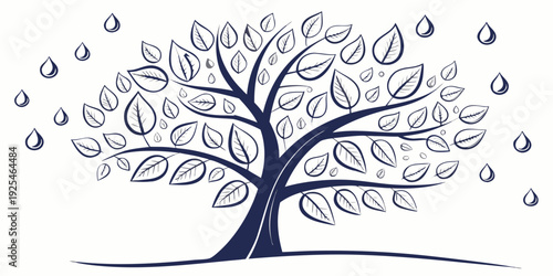 A serene tree with falling leaves symbolizing growth and natural cycles.