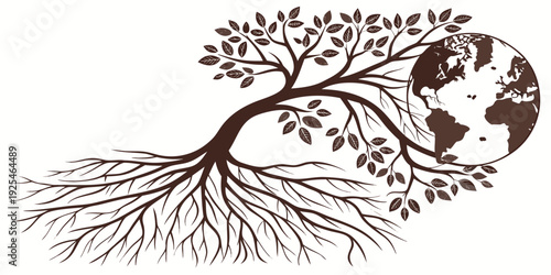 An illustration of a tree with extensive root system branching underground