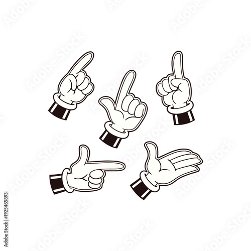 Five cartoon hands displaying different pointing and gesturing techniques