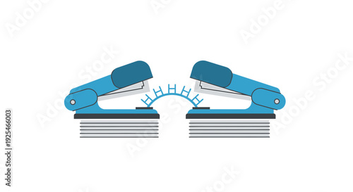 Blue Stapler Illustration with Open Jaws.