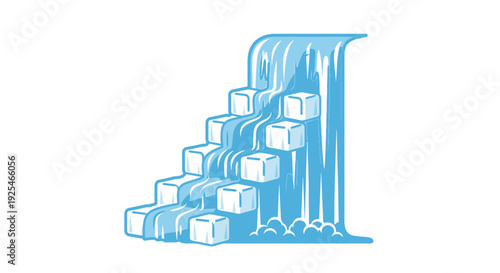 Waterfall with Water Flowing Down Steps.