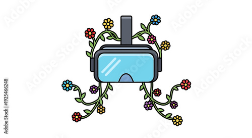 Virtual Reality Headset with Floral Decorations.