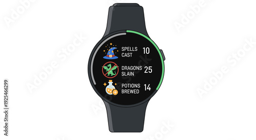 Smartwatch with fitness tracking data displayed.