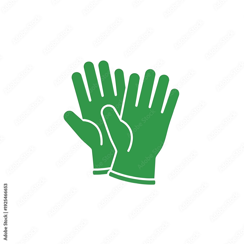 Obraz premium Green Work Gloves Icon Vector Illustration. Vector Illustrations. EPS Editable