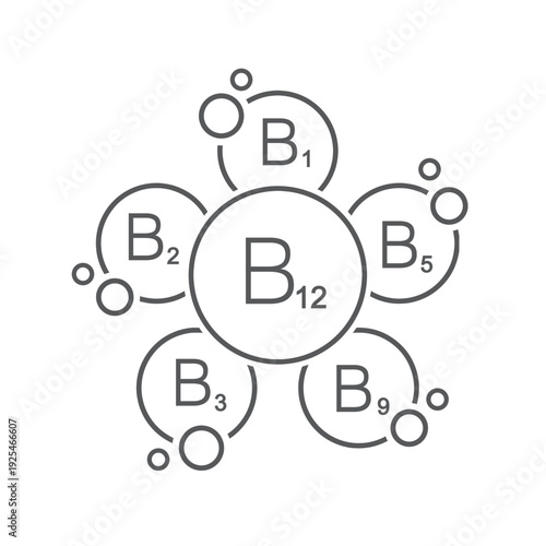 Vitamin B complex droplet, chemical formula from nature.

