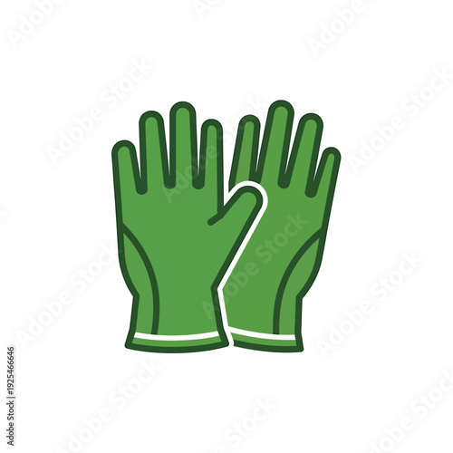 Green Gardening Gloves Icon Illustration. Vector Illustrations. EPS Editable
