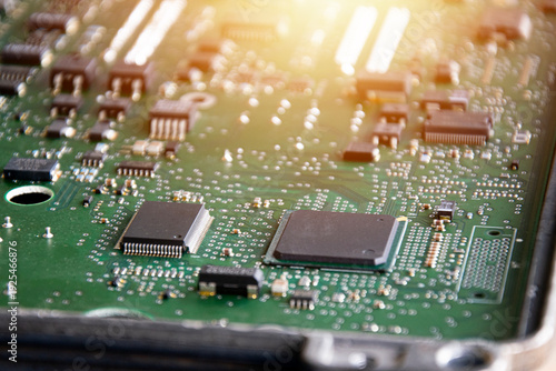 A side view of the ECU main board, which is the main brain of the car.