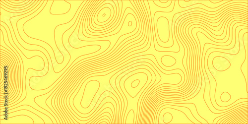 Yellow topographic map background with abstract contour lines, modern minimal vector wavy pattern for design projects