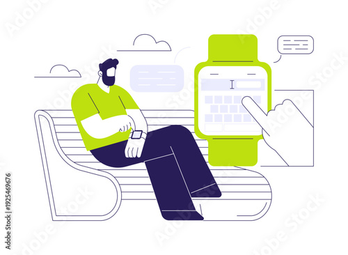 Reply to messages with smartwatch isolated cartoon vector illustrations.