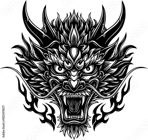 DRAGON HEAD tribal tattoo design