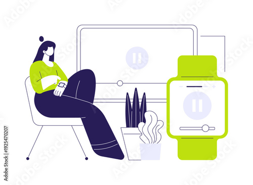 Smartwatch entertainment isolated cartoon vector illustrations.