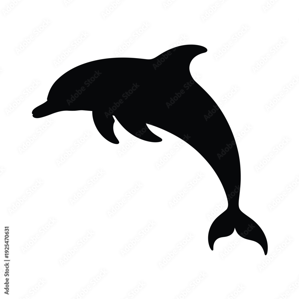 Fototapeta premium A sleek black silhouette of a dolphin leaping playfully from the water