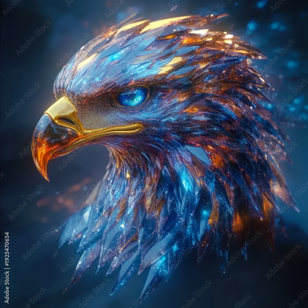 Fototapeta premium A close-up of a bald eagle against a dark background
