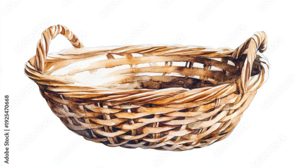 Obraz premium Handcrafted wicker basket with intricate weaving patterns perfect for home decor and storage solutions