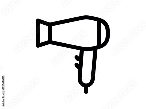 A simple black line drawing of a hair dryer