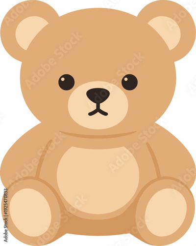 Cute and cuddly teddy bear sitting upright on a white background
