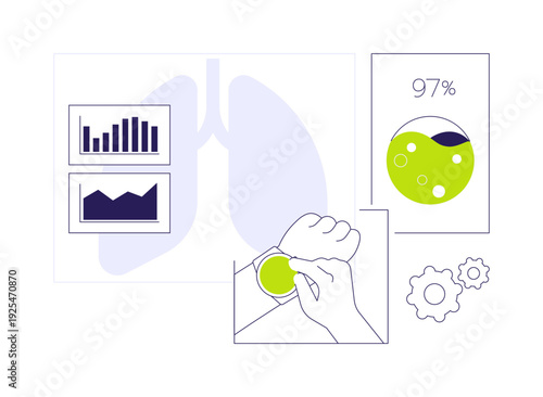 Smartwatch blood oxygen level monitoring isolated cartoon vector illustrations.