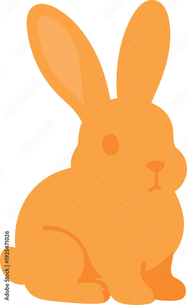 Fototapeta premium Orange bunny sitting upright on a white isolated background